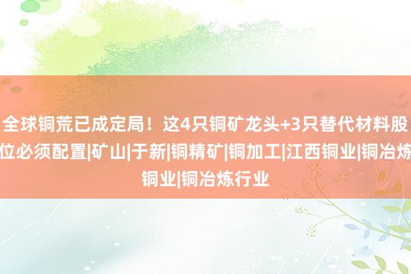 全球铜荒已成定局！这4只铜矿龙头+3只替代材料股，仓位必须配置|矿山|于新|铜精矿|铜加工|江西铜业|铜冶炼行业