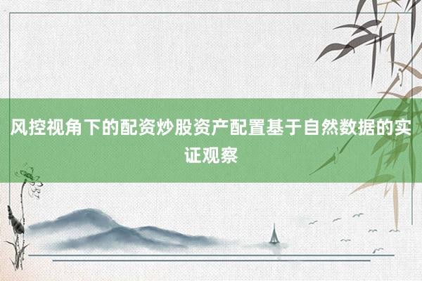 风控视角下的配资炒股资产配置基于自然数据的实证观察