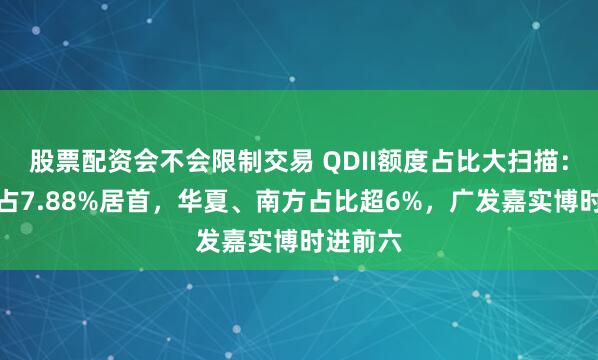 股票配资会不会限制交易 QDII额度占比大扫描：易方达占7.88%居首，华夏、南方占比超6%，广发嘉实博时进前六