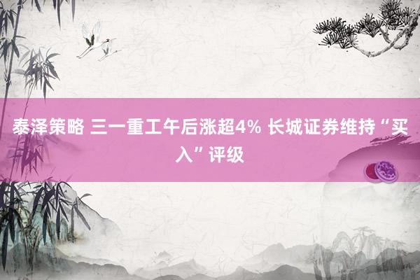 泰泽策略 三一重工午后涨超4% 长城证券维持“买入”评级