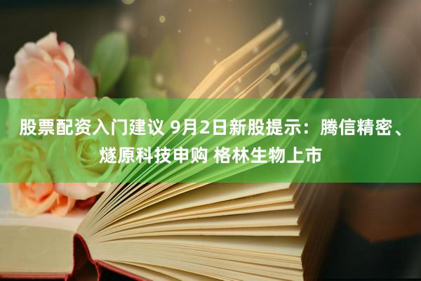 股票配资入门建议 9月2日新股提示：腾信精密、燧原科技申购 格林生物上市