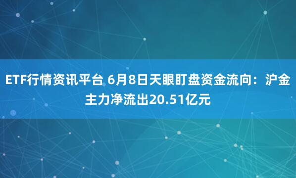 ETF行情资讯平台 6月8日天眼盯盘资金流向：沪金主力净流出20.51亿元