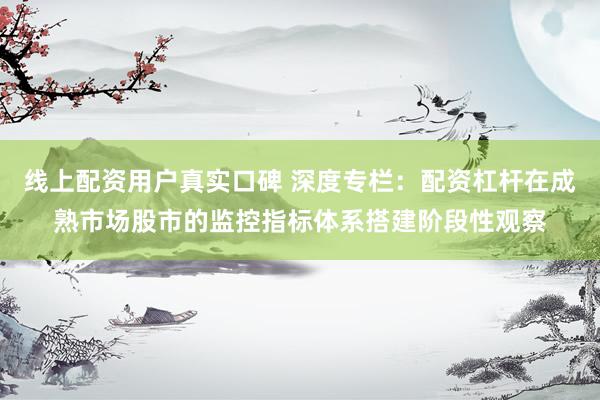 线上配资用户真实口碑 深度专栏：配资杠杆在成熟市场股市的监控指标体系搭建阶段性观察