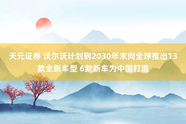 天元证券 沃尔沃计划到2030年末向全球推出13款全新车型 6款新车为中国打造