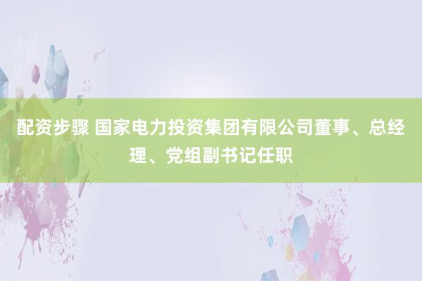 配资步骤 国家电力投资集团有限公司董事、总经理、党组副书记任职