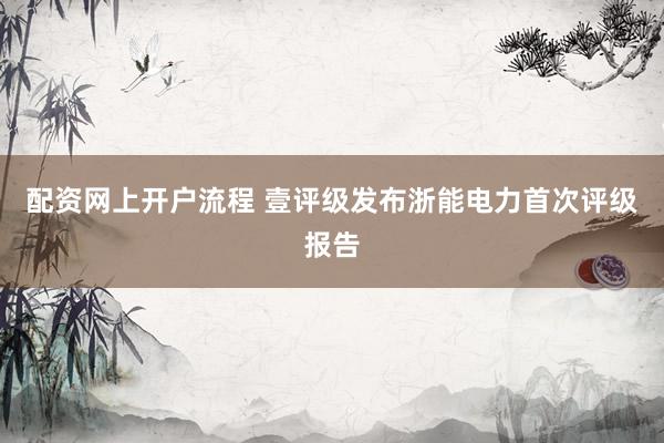 配资网上开户流程 壹评级发布浙能电力首次评级报告