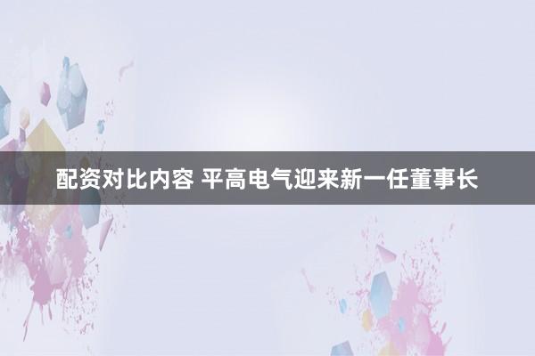 配资对比内容 平高电气迎来新一任董事长